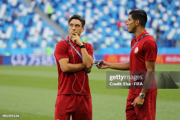Christian Bolanos of Costa Rica looks on during a pitch inspection prior to the 2018 FIFA World Cup Russia group E match between Switzerland and...