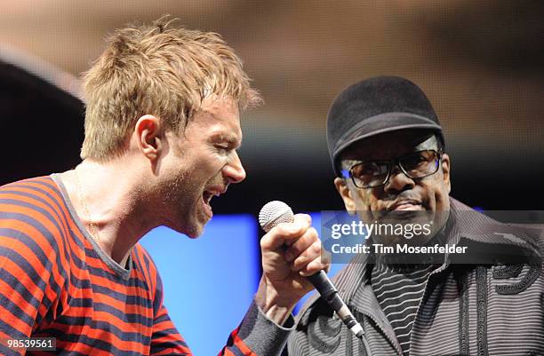 Damon Albarn and Bobby Womack of The Gorillaz perform as part of the Coachella Valley Music and Arts Festival at the Empire Polo Fields on April 18,...