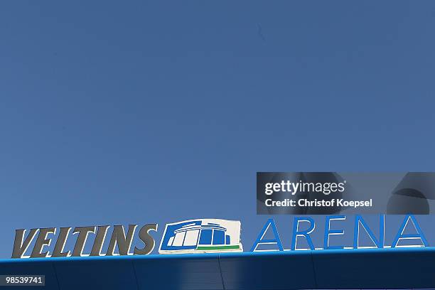 General view of the Veltins Arena before the Bundesliga match between FC Schalke 04 and Borussia Moenchengladbach at the Veltins Arena on March 17,...