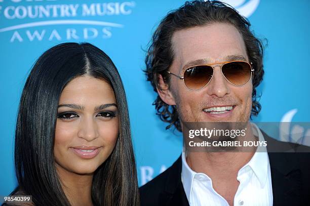 Actor Matthew McConaughey and his wife Camila Alves arrive at the 45th Academy of Country Music Awards in Las Vegas, Nevada, on April 18, 2010. AFP...