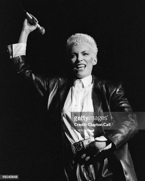 Annie Lennox performing with the Eurythmics at the Greek Theater in Berkeley, California on August 2. 1986.