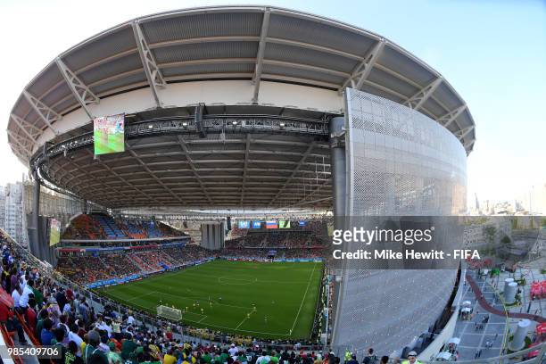 General view inside the stadium prior to the 2018 FIFA World Cup Russia group F match between Mexico and Sweden at Ekaterinburg Arena on June 27,...