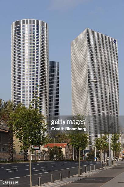 The towers of the Azrieli Center stand in Tel Aviv, Israel, on Sunday, April 18, 2010. Azrieli Group, billionaire David Azrieli's property company,...