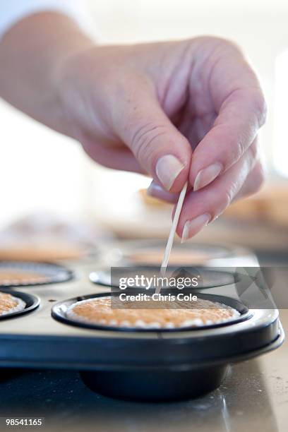 home baking cup cakes - toothpick stock pictures, royalty-free photos & images