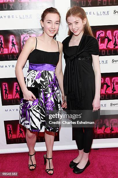 Actresses Keaton Whitaker and Katherine Macnamara attend the opening of "La Cage Aux Folles" on Broadway at the Longacre Theatre on April 18, 2010 in...