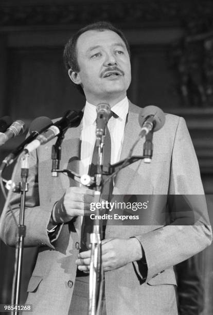 Ken Livingstone, leader of the Greater London Council , pictured addressing an unspecified event. London, 21st September 1984. .