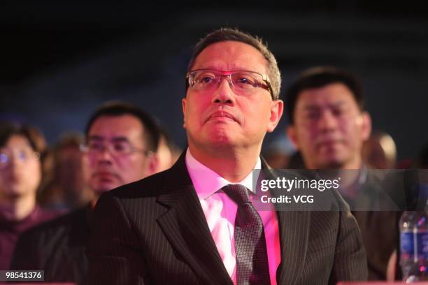 Microsoft China area Chairman concurrently chief executive officer Liang Nianjian attends the launching ceremony of LePhone on April 19, 2010 in...