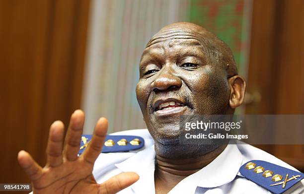 South African Police Major-General Bheki Cele announces the return to the ranks of the Apartheid era government in the South African police force on...