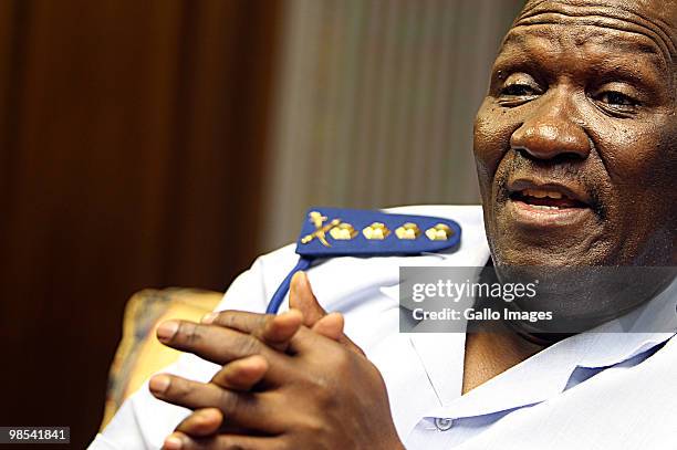 South African Police Major-General Bheki Cele announces the return to the ranks of the Apartheid era government in the South African police force on...