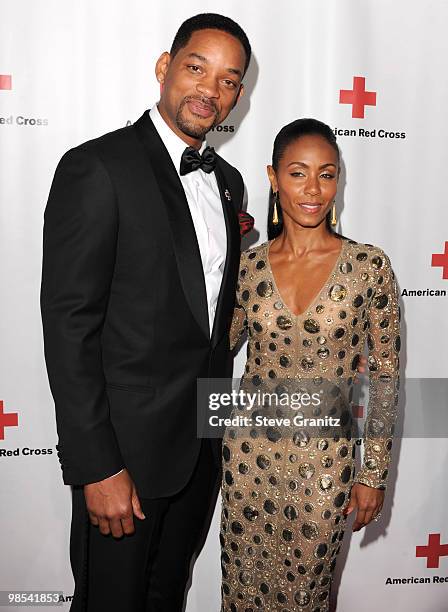 Will Smith and Jada Pinkett Smith attends The American Red Cross Red Tie Affair Fundraiser Gala at Fairmont Miramar Hotel on April 17, 2010 in Santa...