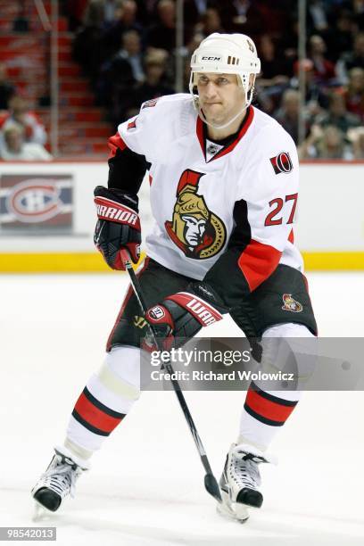 Alexei Kovalev of the Ottawa Senators skates during the NHL game against the Montreal Canadiens on March 22, 2010 at the Bell Centre in Montreal,...