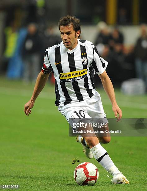 Alessandro Del Piero of Juventus FC in action during the Serie A match between FC Internazionale Milano and Juventus FC at Stadio Giuseppe Meazza on...