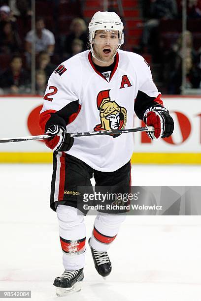 Mike Fisher of the Ottawa Senators skates during the NHL game against the Montreal Canadiens on March 22, 2010 at the Bell Centre in Montreal,...