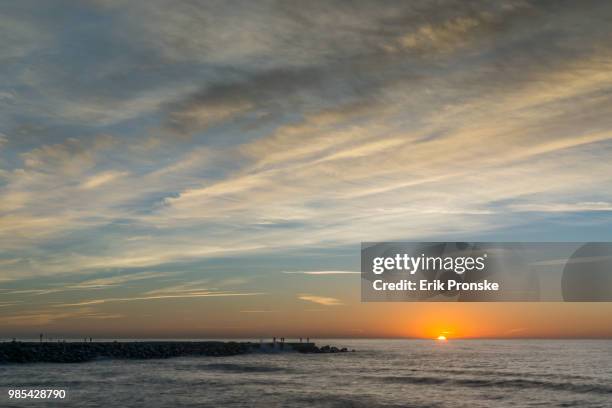 sunrise, barceloneta beach - barceloneta beach stock pictures, royalty-free photos & images