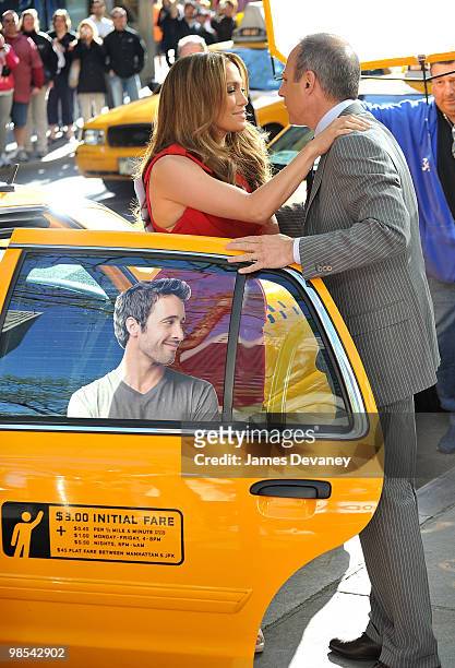 Jennifer Lopez and Matt Lauer leave NBC's "Today Show" on April 19, 2010 in New York City.