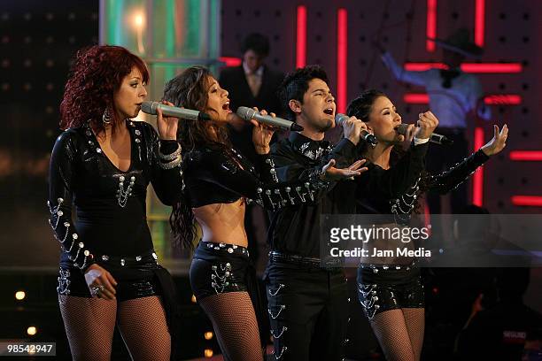 Yadhira, Nohelia, Adrian and Hiromi perform onstage during the 5th concert of the reality show Second Chance of Tv Azteca at the Churubusco Studios...