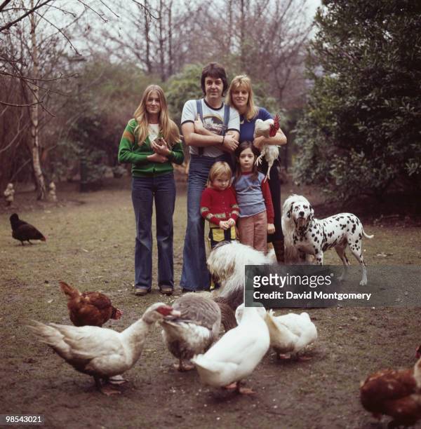 Paul McCartney and his wife Linda with their daughters Heather, Stella and Mary in Rye, East Sussex, 4th April 1976.