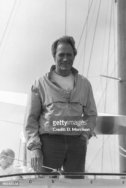 Clint Eastwood, actor and film director, pictured yachting, 16th May 1985.