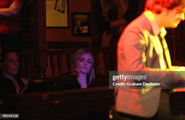 Author, cook and former model Sophie Dahl watches her husband Jamie Cullum perform at The Basement on April 19, 2010 in Sydney, Australia.