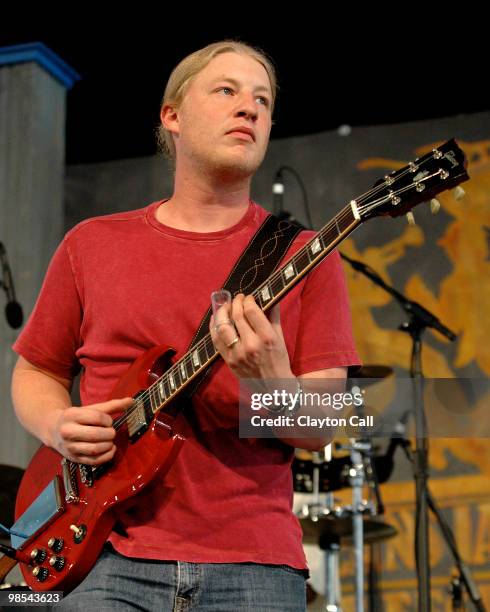 Derek Trucks playing Gibson SG and performing with the Derek Trucks Band at the New Orleans Jazz & Heritage Festival on May 04 2008.