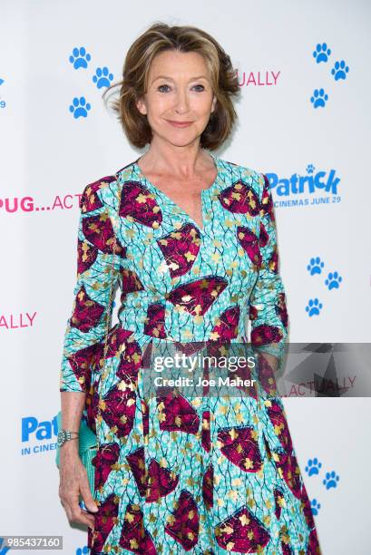 Cherie Lunghi attends the UK premiere of 'Patrick' at an exclusive private London garden on June 27, 2018 in London, England.