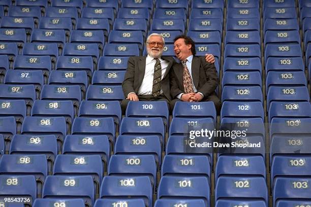 Chelsea FC Chairman Ken Bates with board member and investor Matthew Harding during a press conference and photocall held during the 1994/95 season...