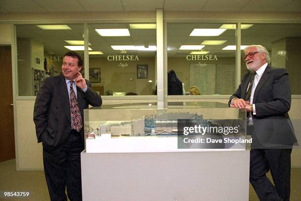Chelsea FC Chairman Ken Bates with board member and investor Matthew Harding during a press conference and photocall held during the 1994/95 season...