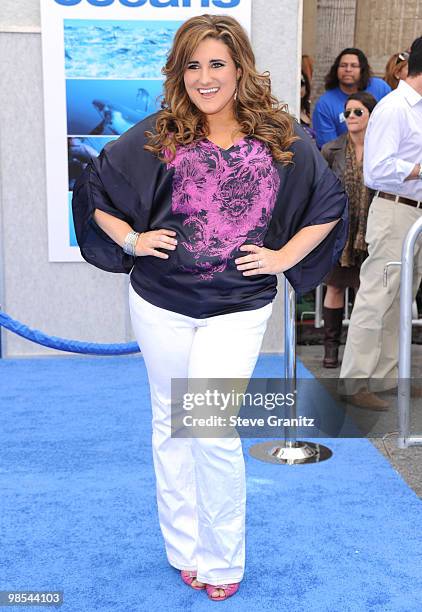 KayCee Stroh attends the "Oceans" Los Angeles Blue Carpet Premiere at the El Capitan Theatre on April 17, 2010 in Hollywood, California.