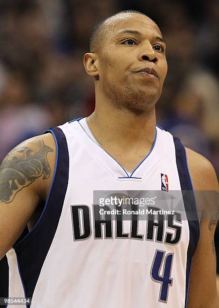 Forward Caron Butler of the Dallas Mavericks in Game One of the Western Conference Quarterfinals during the 2010 NBA Playoffs at American Airlines...