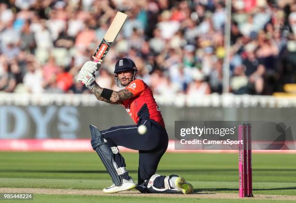 England's Alex Hales during the Vitality IT20 Series match between England and Australia at Edgbaston on June 27, 2018 in Birmingham, England.