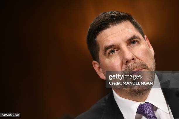 Sprint Executive Chairman Marcelo Claure prepares to testify at the Senate Judiciary Committee's Subcommittee on Antitrust, Competition Policy and...