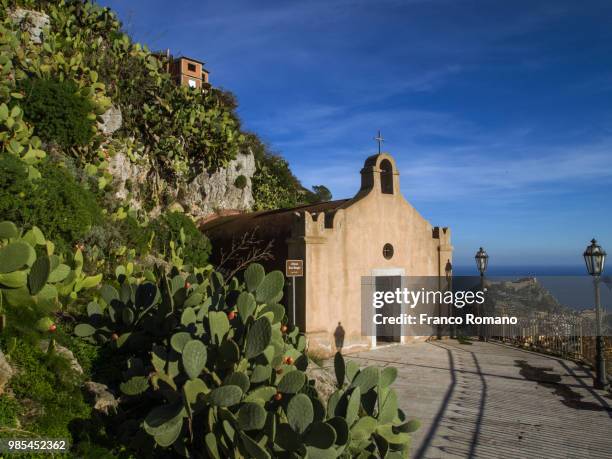 san biagio church (castelmola) - castelmola stock pictures, royalty-free photos & images