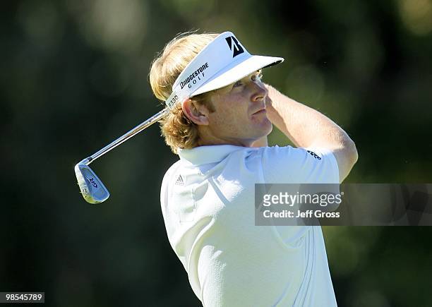Brandt Snedeker hits a shot during the final round of the Northern Trust Open at Riviera Country Club on February 7, 2010 in Pacific Palisades,...