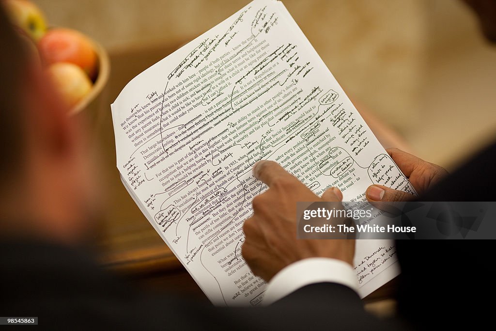 Obama Works On Health Care Speech