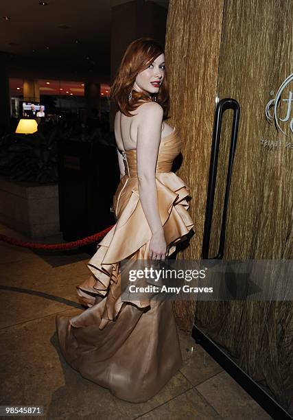 Actress Christina Hendricks attends the AMC Golden Globes Viewing Party at The Beverly Hilton Hotel on January 17, 2010 in Beverly Hills, California.