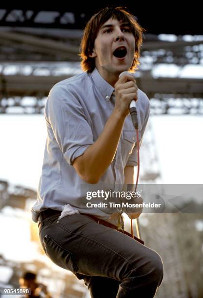 Thomas Mars of Phoenix performs as part of the Coachella Valley Music and Arts Festival at the Empire Polo Fields on April 18, 2010 in Indio,...