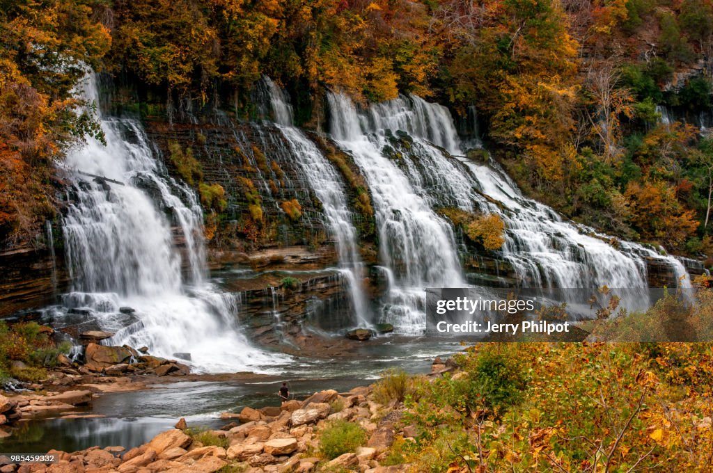 The water fall at Rock Island State Park, TN