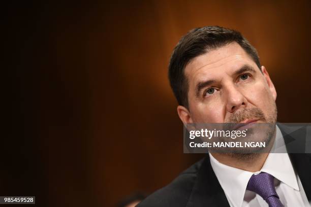 Sprint Executive Chairman Marcelo Claure prepares to testify at the Senate Judiciary Committee's Subcommittee on Antitrust, Competition Policy and...