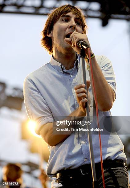 Thomas Mars of Phoenix performs as part of the Coachella Valley Music and Arts Festival at the Empire Polo Fields on April 18, 2010 in Indio,...