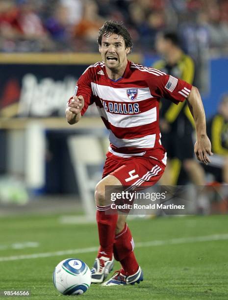 Midfielder Heath Pearce of FC Dallas at Pizza Hut Park on April 10, 2010 in Frisco, Texas.