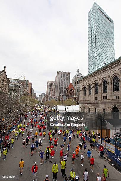 Participants walk down Boylston Street after finishing during the 114th Boston Marathon on April 19, 2010 in Boston, Massachusetts.