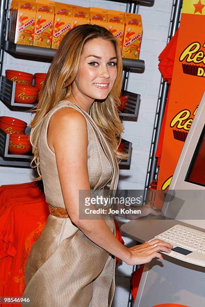 Television personality Lauren Conrad joins the campaign to declare May 18th "I Love Reese's Day" at Hershey's Times Square on April 19, 2010 in New...
