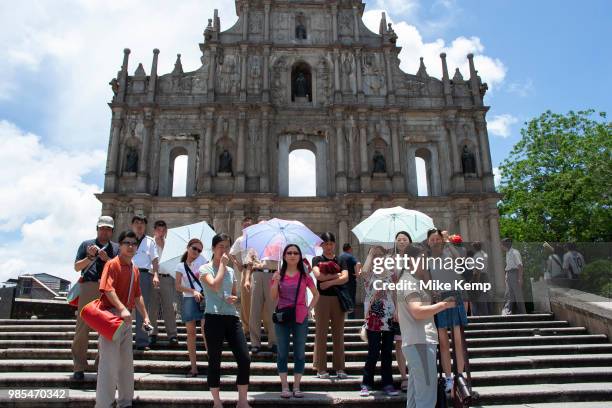 Macao's famous Facade in Macau, China. The Cathedral of Sain Paul, also known as Saint Paul's Cathedral. This ruin remains Macao's most famous...