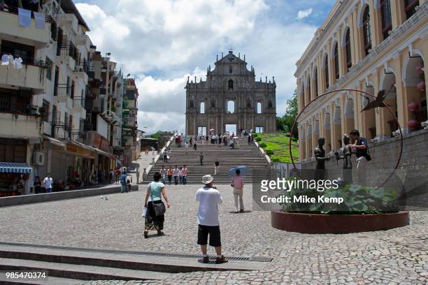 Macao's famous Facade in Macau, China. The Cathedral of Sain Paul, also known as Saint Paul's Cathedral. This ruin remains Macao's most famous...