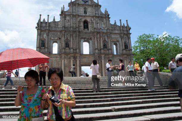 Macao's famous Facade in Macau, China. The Cathedral of Sain Paul, also known as Saint Paul's Cathedral. This ruin remains Macao's most famous...