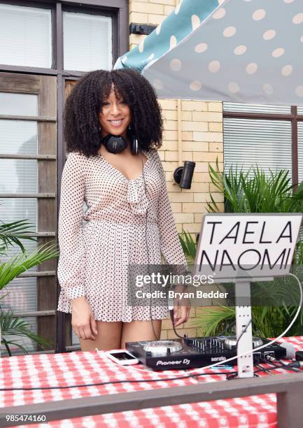 Taela Naomi attends DSW Block Party hosted by Olympians Adam Rippon and Mirai Nagasu on June 27, 2018 at Ramscale Studio in New York City.