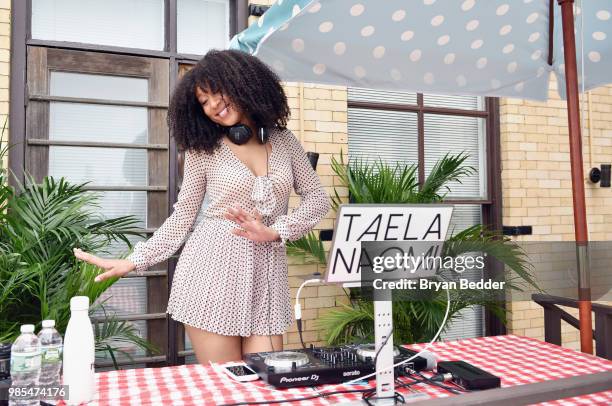 Taela Naomi attends DSW Block Party hosted by Olympians Adam Rippon and Mirai Nagasu on June 27, 2018 at Ramscale Studio in New York City.