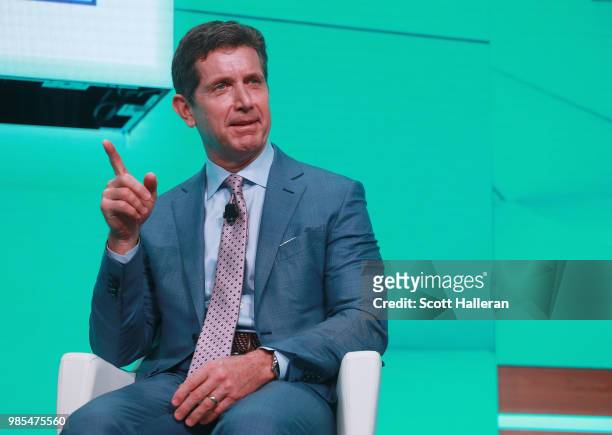Alex Gorsky, CEO of Johnson & Johnson, speaks on stage during the KPMG Women's Leadership Summit prior to the start of the KPMG Women's PGA...