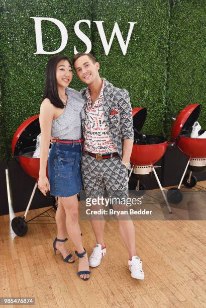 Mirai Nagasu and Adam Rippon attend DSW Block Party hosted by Olympians Adam Rippon and Mirai Nagasu on June 27, 2018 at Ramscale Studio in New York...