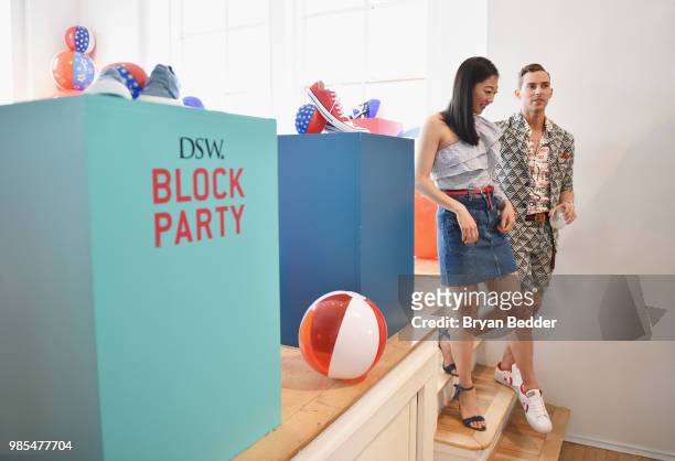 Mirai Nagasu and Adam Rippon attend DSW Block Party hosted by Olympians Adam Rippon and Mirai Nagasu on June 27, 2018 at Ramscale Studio in New York...